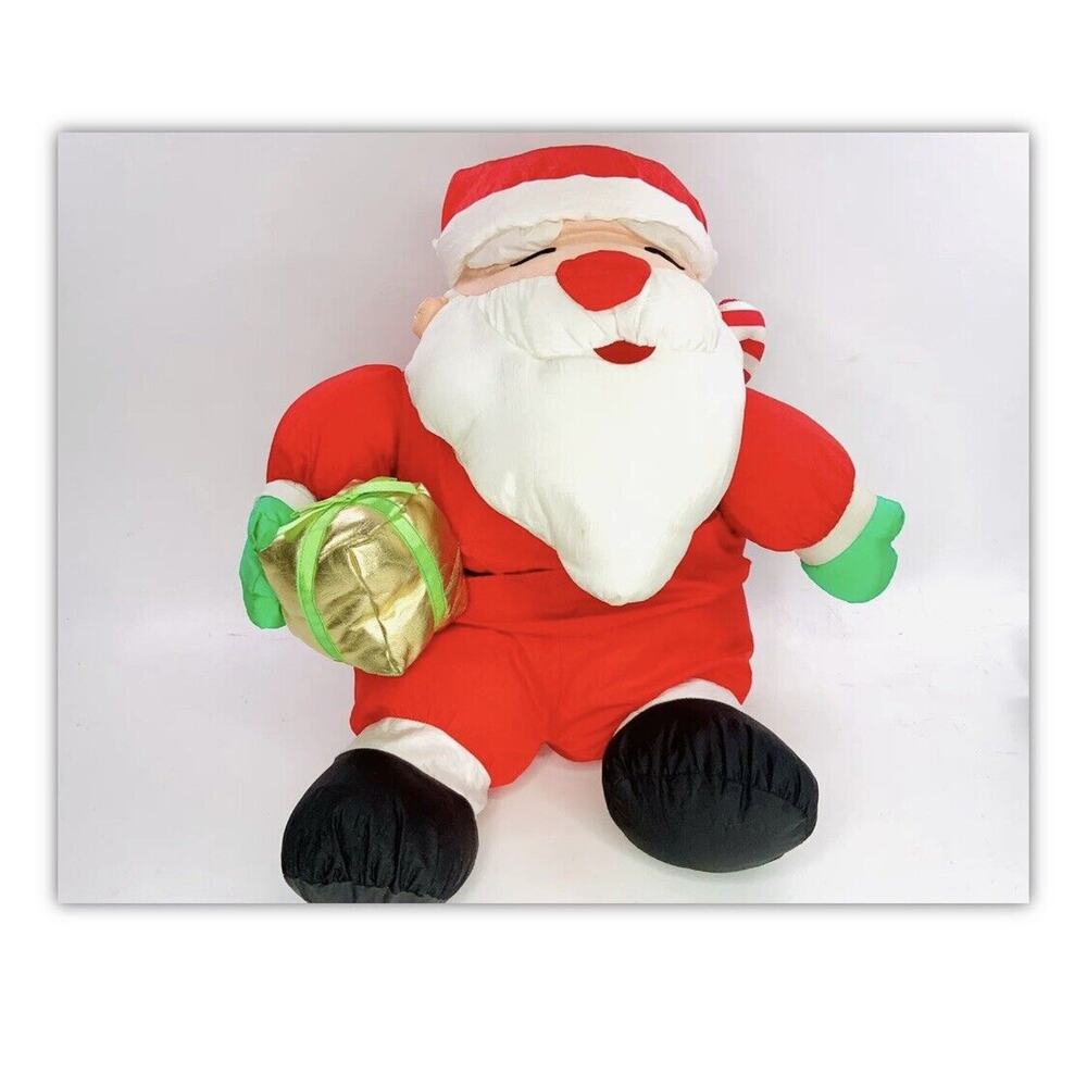 Vintage Santa Clause International Silver Company Plush Toy 24" Puffy Multicolor